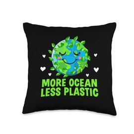 More Ocean Less Plastic Sustainable Sea Zero Waste Seaside Throw Pillow