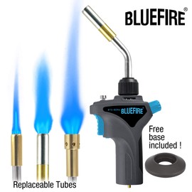 BLUEFIRE Metal Handle Swirl Flame Gas Welding Torch,Replaceable Tube,Fuel by MAPP MAP/PRO and Propane,Professional Grade Tool For Plumbing,HVAC,Soldering Brazing Heavy Duty (3 Tubes Torch MAPP Kit)