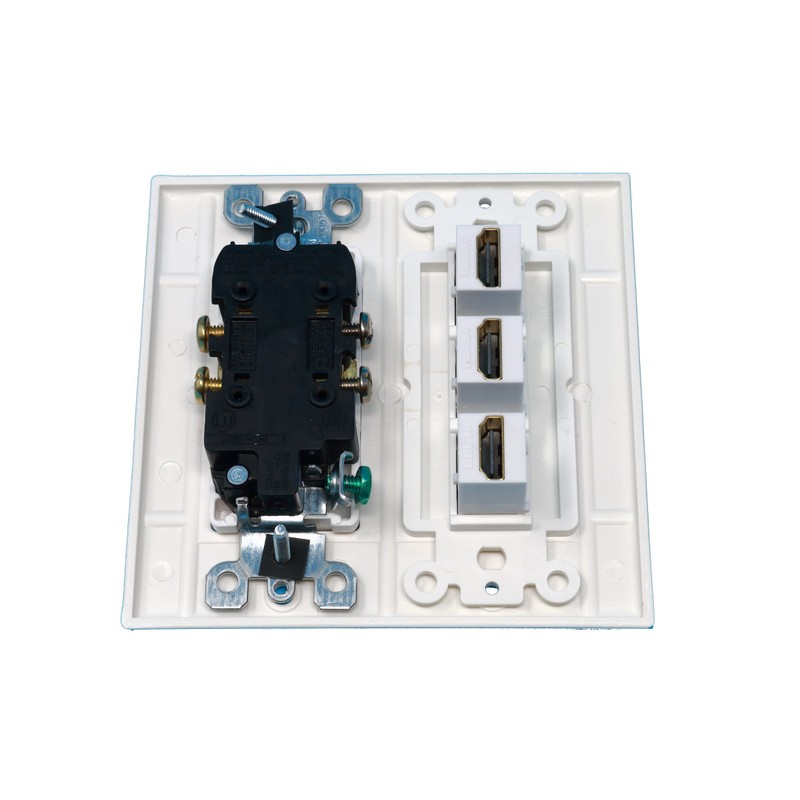 RiteAV - 15 Amp Power Outlet 3 Port HDMI Decorative