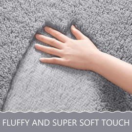 EVOIONOS Grey Round Rug for Bedroom, Fluffy Circle Rug 4'X4' for Girls Kids Room Decor, Plush Shaggy Circular Carpet for Nursery Baby Room, Soft Non Slip Rug for Living Room, Fuzzy Cute Rug for Dorm