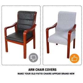 Deisy Dee Stretch Arm Chair Covers, Mid Century Chair Slipcovers, Accent Chair Covers (Sliver)
