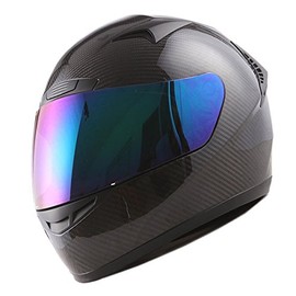 Genuine Carbon Fiber Motorcycle Street Bike Full Face Helmet Black, 3.2lb only