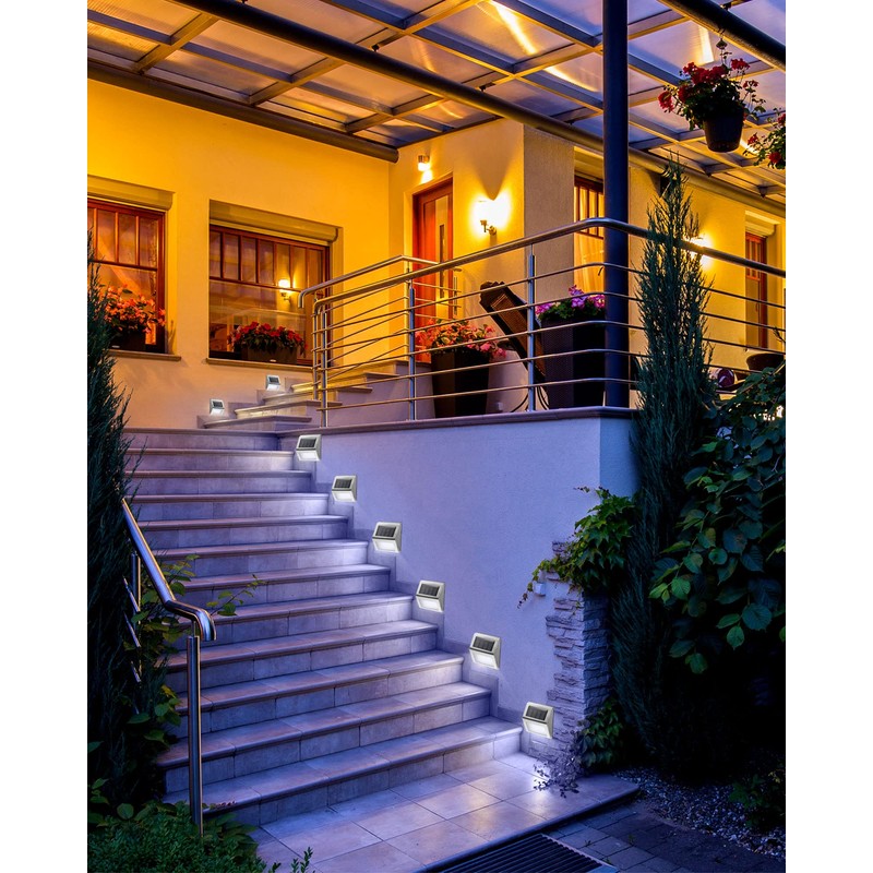 Treela 24 Packs Outdoor Fence Lights Solar Powered Deck Lights