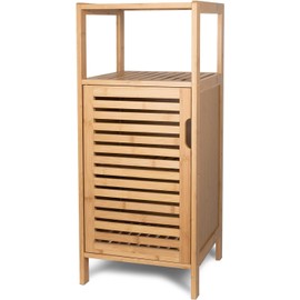 FoverOne Bathroom Bamboo Storage Cabinet, Freestanding Floor Cabinet with Door and Shelf for Bathroom, Living Room, Bedroom, Hallway, Kitchen