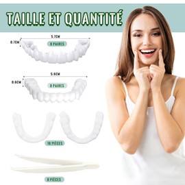 VEGCOO 8 Pairs Temporary Dentures Dentures Cosmetic Immediate Education False Teeth Cosmetic Smile Denture Floss