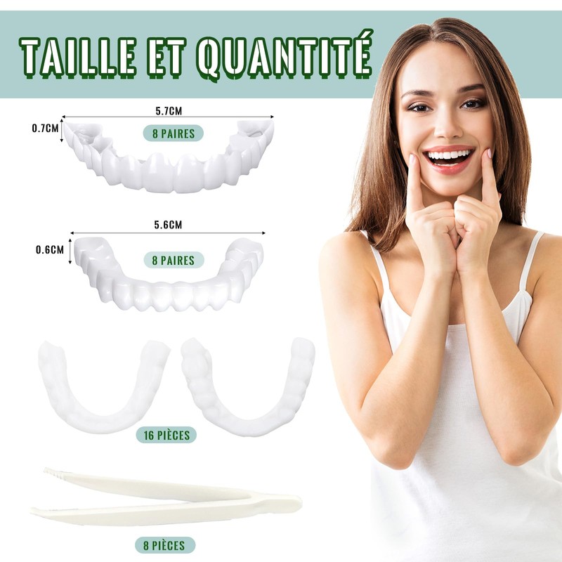 VEGCOO 8 Pairs Temporary Dentures Dentures Cosmetic Immediate Education False