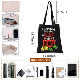 BDPWSS Casino Tote Bag Funny Gambler Gift Casino Lover Gift I'd Cash Out But I'm Not a Quitter Slot Machine Gambling Pouch (Not Quitter BLTG CA)