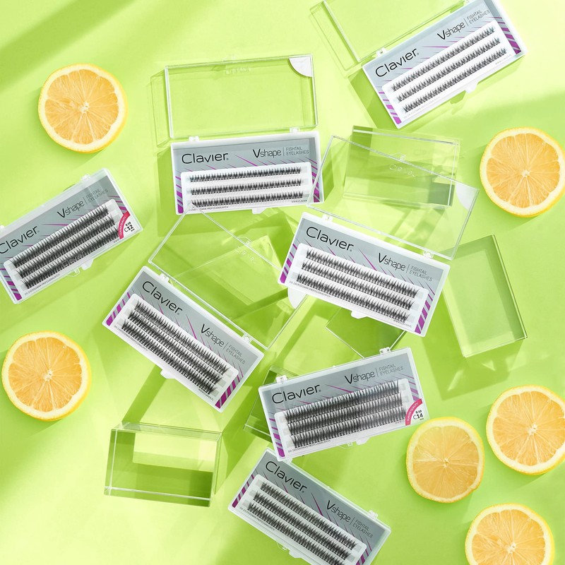 Clavier False Eyelashes in Tufts V-Shape Fishtail, Lengths 8 mm,