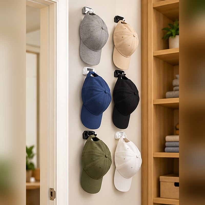 Adhesive Hat Racks for Wall & Door – Plastic No-Drill
