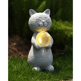 Solar Cat Outdoor Statues for Garden-Outside Decor