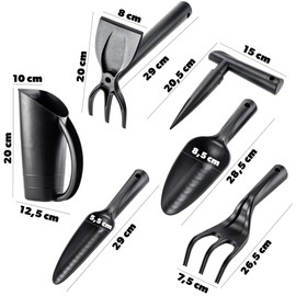 KADAX Garden Tool Set, 6 in 1 Garden Tool Set Made of Durable Plastic, Garden Accessories Including Carry Bag, Gift Set for a Garden Lover, Hand Tool (6)