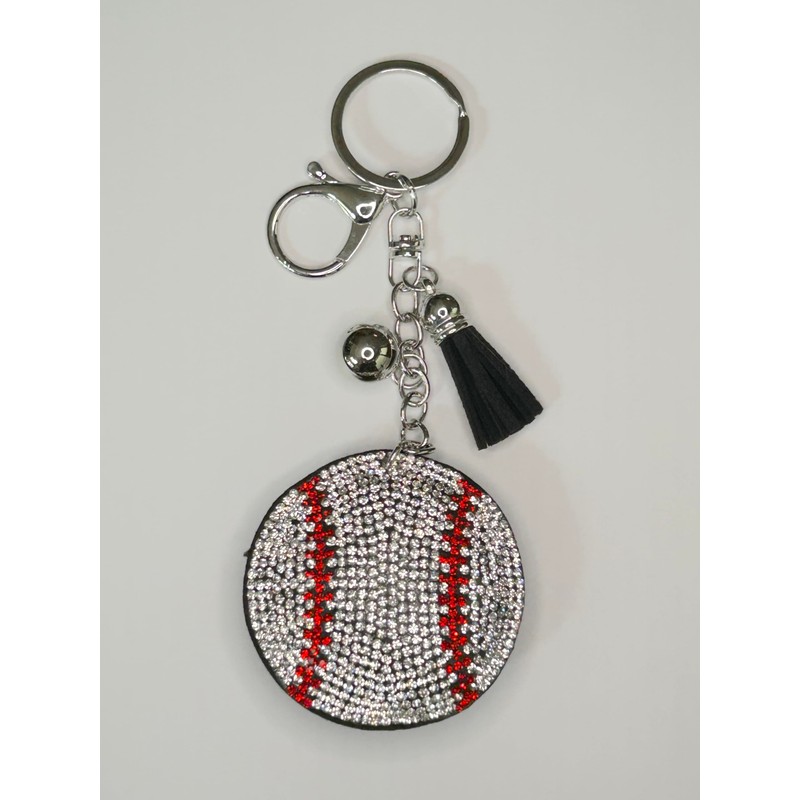 Woodstar Sports Keychain (Baseball, Soccer, Basketball, Volleyball, Rugby) Cushion Sequin