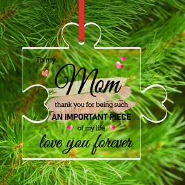 GROWTHMAGIC Mom Christmas Ornament 2024-3.5" Acrylic Puzzle Christmas Keepsake Gifts for Mom Stepmother Grandma Gifts for Mother from Daughter Son