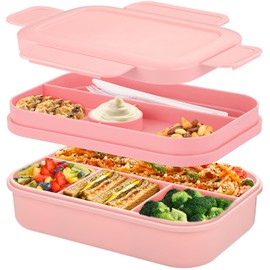 Bento Adult Lunch Box, 2000 ml Lunch Box with Compartments, Lunch Box for Adults, Lunch Box, Leak-Proof Food Box, Lunch Box with Dividers, Breakfast Box with Cutlery