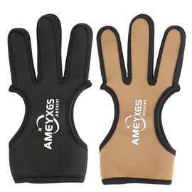 limaity Archery Protective Gloves Three Finger Protector Shooting Hunting Diving Cloth for Youth Adult Beginner (Brown, M)