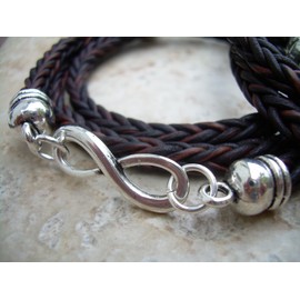 His and Hers Set of Braided Leather Infinity Couples Wrap Bracelets