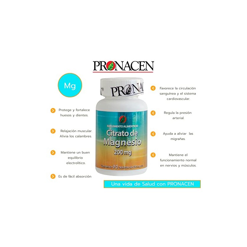Citrato de Magnesio 90 tabletas 500 mg PRONACEN