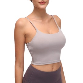 Lemedy Women Padded Sports Bra Fitness Workout Running Shirts Yoga Tank Top (S, Light Grey)