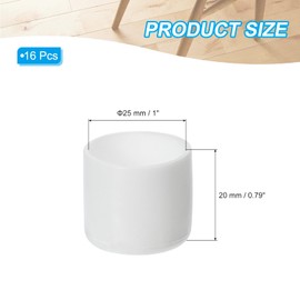 PATIKIL Round Rubber Chair Leg Caps Tips 1", 16 Pcs Plastic Furniture Leg Floor Protectors No Scratches No Noise for Chair Leg Protect Hardwood Floor, White