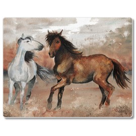 CounterArt Southwest Horses 3mm Heat Tolerant Tempered Glass Cutting Board 10” x 8” Manufactured in the USA Dishwasher Safe