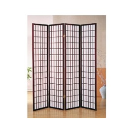 4 panel cherry finish room divider shoji screen
