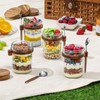 4 Pack Overnight Oats Containers with Wooden Lids and Spoons,