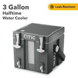 RTIC Halftime Water Cooler Portable Carrier Container, Drink Beverage Dispenser, Stackable with 2 Taps, Bottleless, BPA-Free, for Sports, Camping, BBQ, Parties, Picnic, & More, Dark Grey & Cool Grey