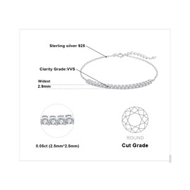 JewelryPalace Round 2.5 mm Moissanite Bracelet Women's Silver 925, Simulated Diamond Bridal Bangle Jewellery Set Women, Bracelets Girls Adjustable Bangles with Stone, Gift Girlfriend Rose Gold Gold,