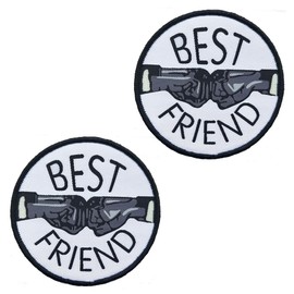 2 Pieces Best Friend Patch Tactical Embroidery Patches,Full Embroidered Appliques Tactical Loop and Hook Military Funny Flag Patch for Clothes,Jeans,Caps,Jacket,Vest,Bags,Hats,Backpacks Etc