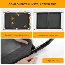 HealSmart Cooling Elevated Dog Bed Outdoor Raised Portable Dog Cot Beds No-Slip Feet Durable Portable Pet Hammock Bed, 60x37x9 Inch, Black