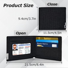 WisePoint Mens Wallets, Denim Fabric Card Holder Wallet Credit Card Holders for Men, Portable Card Holder Minimalist Slim Wallet for Work, Shopping(Black)