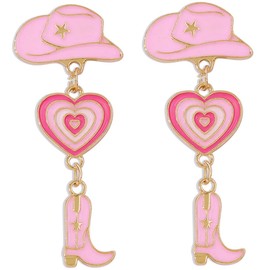 TOVINANNA Cowgirl Boot Drop Earrings with Heart Design Lightweight Multi Layer Dangle Jewelry for Women Comfortable Fit for Daily Wear Dating Prom Unique Fashion Accessory