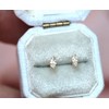 14K Gold Tiny Marquise Diamond Studs, Second Hole Stud, Solid