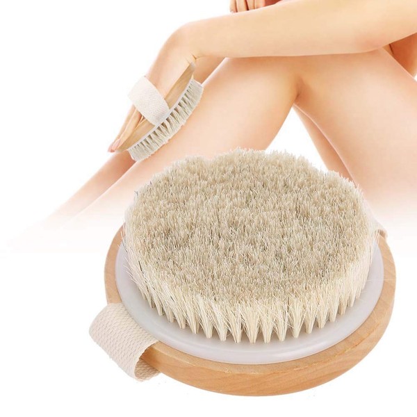 Body massage brush, soft round wooden mane massage brush, deep cleanse the skin, enjoy massage and relieve fatigue