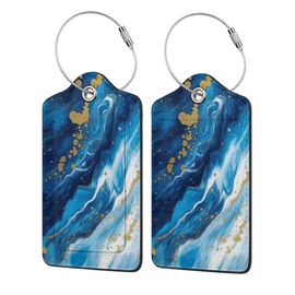 2 Pcs Luggage Tags for Suitcases PU Leather Luggage Tag with Privacy Cover Label Address Card and Durable Metal Ring Suitable for Men Women Handbags Backpacks