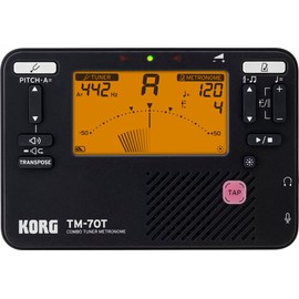 Korg TM-70T Tuner and Metronome w/ Sound Out Mode, Transpose Mode, and Chromatic Mode - Black
