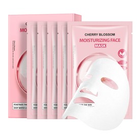 GUOYAOLIFU Sheets Face Masks Skincare, Cherry Face Sheet Mask 5 Pack, Hydrating Facial Sheets Mask for Firming, Lifting, Sheet Mask with Cherry Blossom Radiance | Face Mask for Glowing Skin