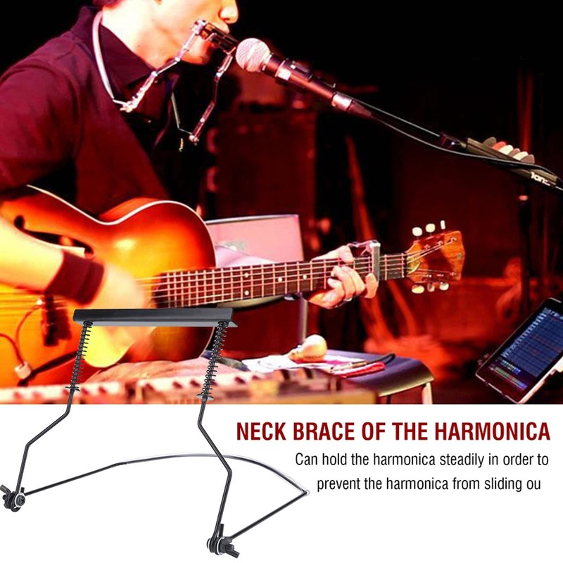 Harmonica Neck Holder Metal Adjustable 10 Holes Harmonica Harp Holder