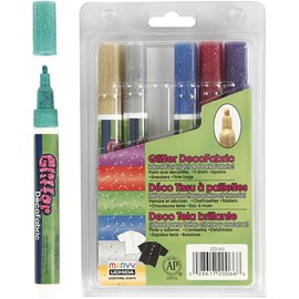 Uchida Of America 6-Piece Decofabric Marker Set Art Supplies, Glitter Colors