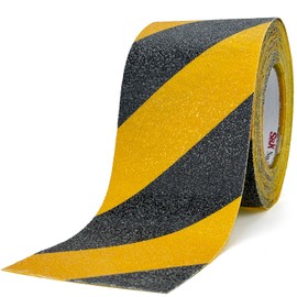 S&X Black/Yellow Anti Slip Tape 4" x 33 FT, Heavy-Duty Grip Tape for Stairs Outdoor Waterproof Safety Non Skid Roll High Traction Non Slip Treads with Hard-Wearing Surface