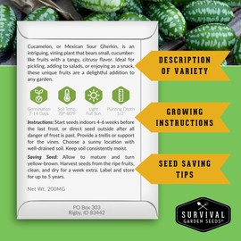 Fruit Seeds for Planting - 8 Variety Pack | Watermelon, Cantaloupe, Melon, Strawberry, Cucamelon for Home Vegetable Gardens - Non-GMO Heirloom Fruits - Survival Garden Seeds