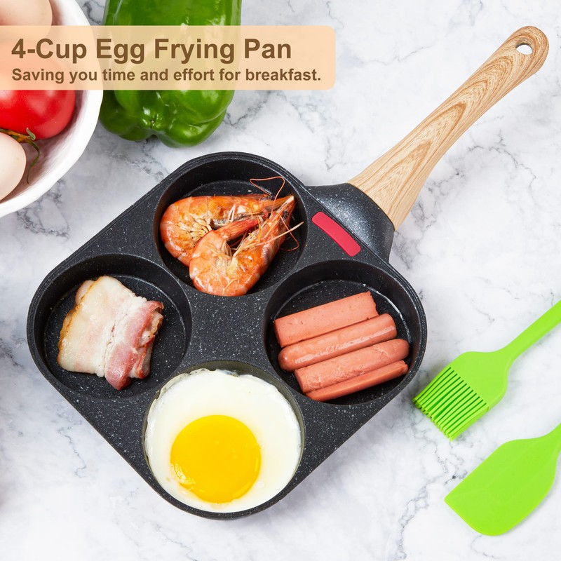 MyLifeUNIT Egg Frying Pan, 4-Cup Egg Pan Nonstick, Fried Egg