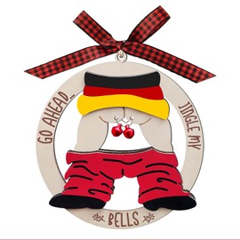 TELAIN 1 Piece Funny Christmas Ornaments, Funny Ornaments for Adults, Cheeky Ugly Wooden Christmas Tree Ornaments, Unique Christmas Decoration