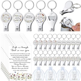 Equsion 24 Sets Inspirational Gifts for Women Bulk 3 in 1 Nail Clippers Bottle Opener Keychain Sometimes You Forget You're Awesome Appreciation Gifts for Mother's Day Employee Coworker Nurse