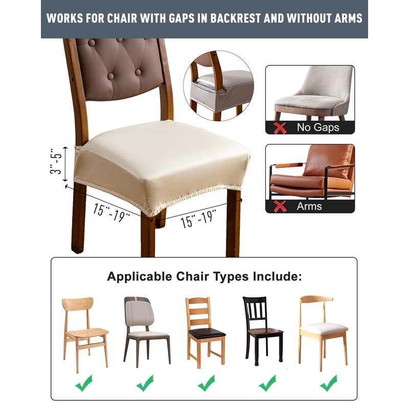 Genina Dining Chair Covers Set of 6, Waterproof PU Leather