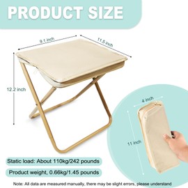 CHENEDY Camping Stool, Portable Folding Stool with Carry Bag, 12in Portable Folding Chair Collapsible Camp Stool Outdoor Footstool for Travel Walking Hiking Fishing Picnic Barbecue (Khaki)