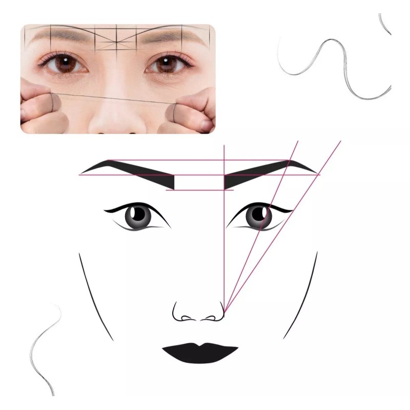 Universo en Linea Hilo Entintado Cejas Mapa Mapping Diseño Microblading