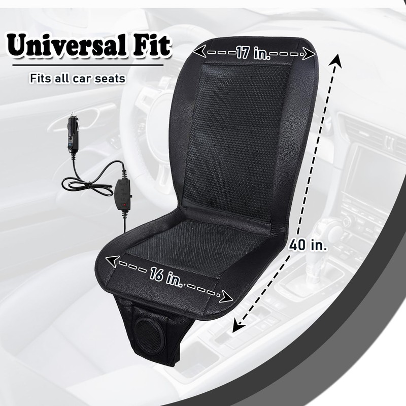 ZONETECH Cooling Car Seat Cushion - Black Automotive Adjustable Temperature