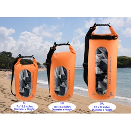 Freegrace - Juego de 3 bolsas secas impermeables con 2 cierres de cierre y correa de hombro desmontable, bolsa de cintura y funda para teléfono, se pueden sumergir en agua, para natación (naranja