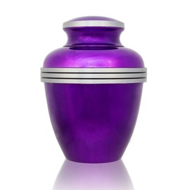 Banded Alloy Cremation Urn - Medium - Holds Up to 85 Cubic Inches of Ashes - Amethyst Purple Metal Urns for Ashes